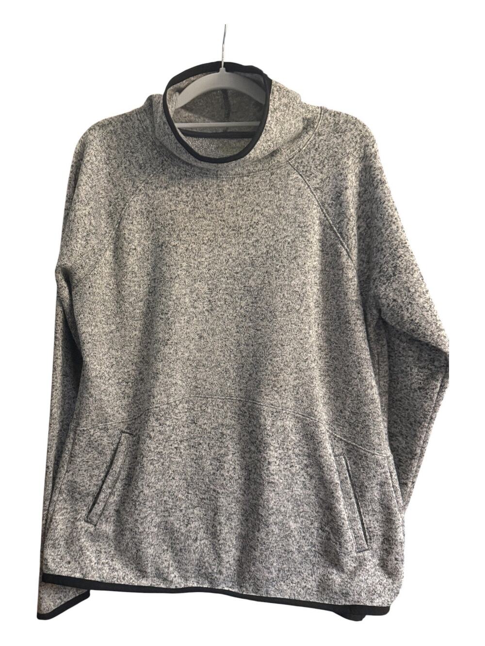 Tek‎ Gear Womens L Gray Heather Funnel Neck Fleece Pullover Kangaroo Pocket